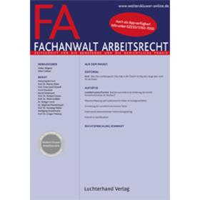 Volker Wagner (Hrsg.) / Inken Gallner (Hrsg.) |  Fachanwalt Arbeitsrecht (FA) | Zeitschrift |  Sack Fachmedien