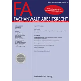 Volker Wagner (Hrsg.) / Inken Gallner (Hrsg.) |  Fachanwalt Arbeitsrecht (FA) | Zeitschrift |  Sack Fachmedien