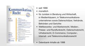 Kommunikation & Recht | Fachmedien Recht und Wirtschaft | Zeitschrift | sack.de