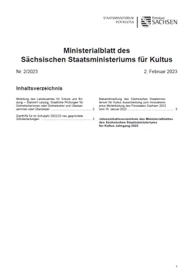  Ministerialblatt des Sächsischen Staatsministeriums für Kultus | Zeitschrift |  Sack Fachmedien
