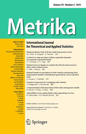 Editors: M. Kateri / H. Holzmann |  Metrika | Zeitschrift |  Sack Fachmedien