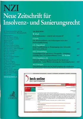 Ahrens, M. / Braun, E. / Crezelius, G. u. a |  Neue Zeitschrift für Insolvenz- und Sanierungsrecht (NZI) | Zeitschrift |  Sack Fachmedien