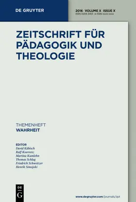 Hrsg. v. Käbisch, David / Koerrenz, Ralf / Kumlehn, Martina / Schlag, Thomas / Schweitzer, Friedrich / Simojoki, Henrik |  Zeitschrift für Pädagogik und Theologie | Zeitschrift |  Sack Fachmedien