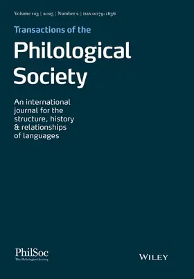 Transactions of the Philological Society | John Wiley & Sons | Zeitschrift | www.sack.de