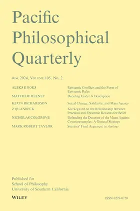  Pacific Philosophical Quarterly | Zeitschrift |  Sack Fachmedien