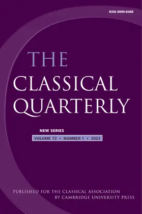 The Classical Quarterly | Cambridge University Press | Zeitschrift | www.sack.de