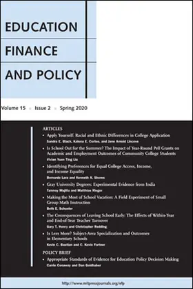  Education Finance and Policy | Zeitschrift |  Sack Fachmedien