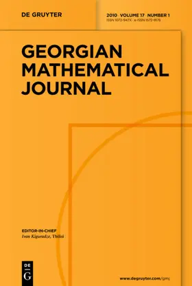 Georgian Mathematical Journal | De Gruyter | Zeitschrift | www.sack.de
