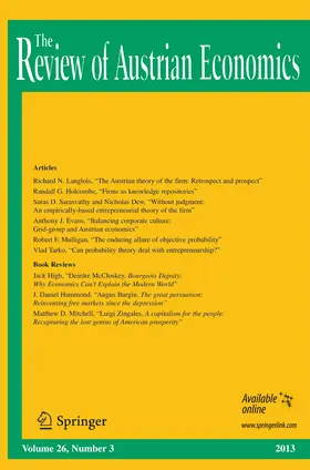 Managing Editor: Peter Boettke |  The Review of Austrian Economics | Zeitschrift |  Sack Fachmedien