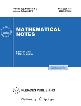 Editor-in-Chief: Victor P. Maslov |  Mathematical Notes | Zeitschrift |  Sack Fachmedien