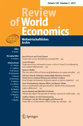 Editors-in-Chief: L. Alfaro / P. Bergin / H. Görg / G. Willmann |  Review of World Economics | Zeitschrift |  Sack Fachmedien