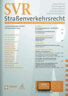 Ferner, RA Wolfgang / u.a. |  Straßenverkehrsrecht (SVR) | Zeitschrift |  Sack Fachmedien