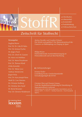  Zeitschrift für Stoffrecht - StoffR | Zeitschrift |  Sack Fachmedien