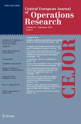 Editor-in-Chief: Ulrike Leopold-Wildburger |  Central European Journal of Operations Research | Zeitschrift |  Sack Fachmedien
