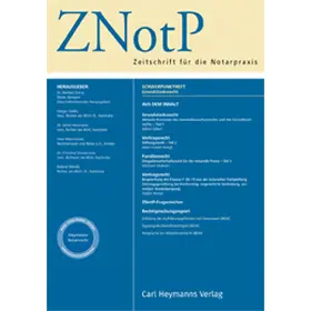  ZNotP - Zeitschrift für die Notarpraxis | Zeitschrift |  Sack Fachmedien