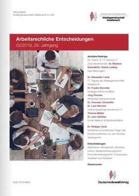 RA Dr. Hans-Georg Meier und die Arbeitsgemeinschaft Arbeitsrecht im Deutschen Anwalt |  AE - Arbeitsrechtliche Entscheidungen | Zeitschrift |  Sack Fachmedien