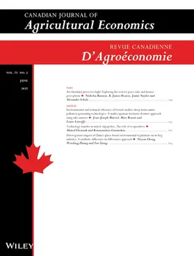  Canadian Journal of Agricultural Economics/Revue canadienne d'agroeconomie | Zeitschrift |  Sack Fachmedien