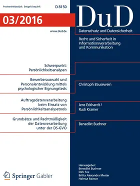  Datenschutz und Datensicherheit - DuD | Zeitschrift |  Sack Fachmedien