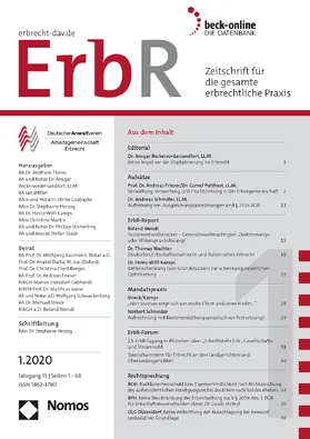 ErbR - Zeitschrift für die gesamte erbrechtliche Praxis | Zeitschrift |  Sack Fachmedien