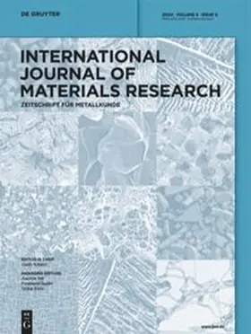 Editor: Deutsche Gesellschaft für Materialkunde e.V. |  International Journal of MATERIALS RESEARCH | Zeitschrift |  Sack Fachmedien