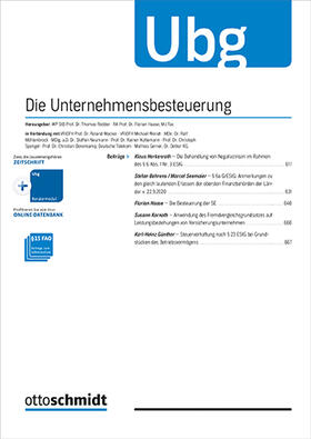 Ubg - Die Unternehmensbesteuerung | Otto Schmidt | Zeitschrift | sack.de