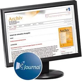 Archiv für das Studium der neueren Sprachen und Literaturen (ARCHIV) | Erich Schmidt Verlag | Zeitschrift | www.sack.de