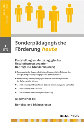 Bernd Ahrbeck, Annette Leonhardt, Christian Lindmeier, Hans Weiß |  Sonderpädagogische Förderung heute | Zeitschrift |  Sack Fachmedien