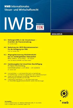 Prof. Dr. Dietmar Gosch, RA / StB Prof. Dr. Heinz-Klaus Kroppen LL.M. und Prof. Dr. Roman Seer | IWB Internationales Steuer- und Wirtschaftsrecht | Sonstiges | 977-186828800-8 | sack.de