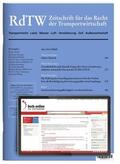 Lothar Harings, Marian Paschke, Günther Pokrant u.a. |  Recht der Transportwirtschaft (RdTW) | Zeitschrift |  Sack Fachmedien