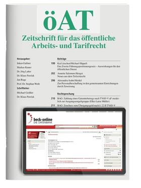 Inken Gallner, Markus Kuner, Jörg Laber u.a. |  Zeitschrift für das öffentliche Arbeits- und Tarifrecht (öAT) | Zeitschrift |  Sack Fachmedien