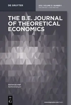 Editor-in-Chief: Schipper, Burkhard / Hrsg. v. Fong, Yuk-fai / Peeters, Ronald / Puzzello , Daniela / Rivas, Javier / Wenzelburger, Jan |  The B.E. Journal of Theoretical Economics | Zeitschrift |  Sack Fachmedien