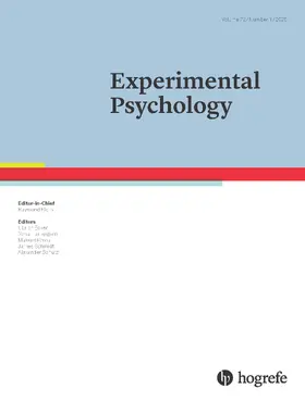 Experimental Psychology | Hogrefe Publishing | Zeitschrift | sack.de