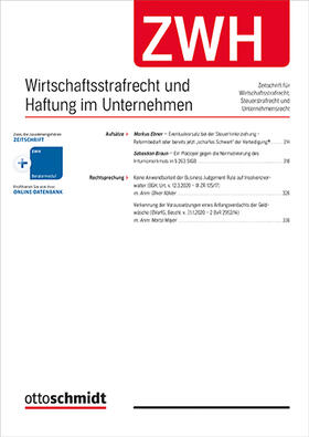 ZWH - Wirtschaftsstrafrecht und Haftung im Unternehmen | Otto Schmidt | Zeitschrift | sack.de