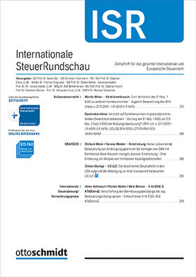  Internationale SteuerRundschau - ISR | Zeitschrift |  Sack Fachmedien