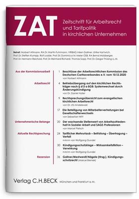 Schriftleitung: Elke Gundel |  ZAT – Zeitschrift für Arbeitsrecht und Tarifpolitik in Kirche und Caritas | Zeitschrift |  Sack Fachmedien