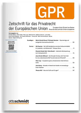 Martin Schmidt-Kessel / Christian Baldus / Martin Gebauer u.a. |  GPR - Zeitschrift für das Privatrecht der Europäischen Union | Zeitschrift |  Sack Fachmedien