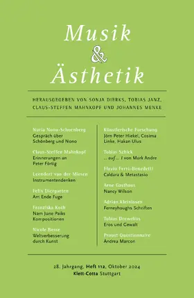 Sonja Dierks, Tobias Janz, Claus-Steffen Mahnkopf und Johannes Menke |  Musik & Ästhetik | Zeitschrift |  Sack Fachmedien