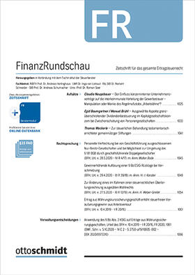  FinanzRundschau - FR | Zeitschrift |  Sack Fachmedien