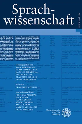 Herausgegeben von Rolf Bergmann – Karin Donhauser– Hans-Werner Eroms – Elvira Glaser – Claudine Moulin – Theo Vennemann |  Sprachwissenschaft | Zeitschrift |  Sack Fachmedien