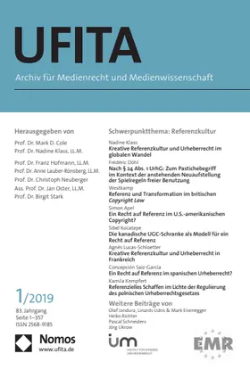 Institut für Urheber- und Medienrecht |  UFITA | Zeitschrift |  Sack Fachmedien