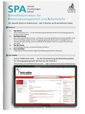 W. Hunold / D. Franke / H.-G. Meier |  Schnellinformationen für Personalmanagement und Arbeitsrecht (SPA) | Zeitschrift |  Sack Fachmedien