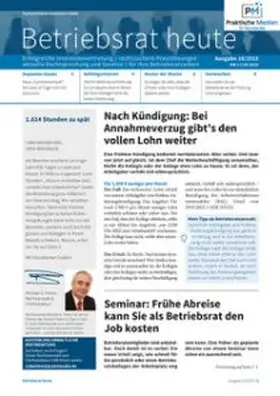  Betriebsrat heute | Zeitschrift |  Sack Fachmedien