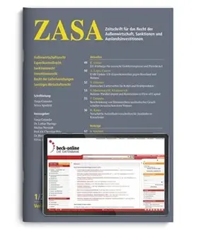  ZASA - Zeitschrift für das Recht der Außenwirtschaft, Sanktionen und Auslandsinvestitionen | Zeitschrift |  Sack Fachmedien