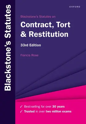 Rose |  Blackstone's Statutes on Contract, Tort & Restitution | Buch |  Sack Fachmedien