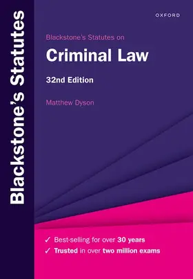 Dyson |  Blackstone's Statutes on Criminal Law | Buch |  Sack Fachmedien