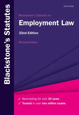 Kidner |  Blackstone's Statutes on Employment Law | Buch |  Sack Fachmedien