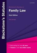 George |  Blackstone's Statutes on Family Law | Buch |  Sack Fachmedien