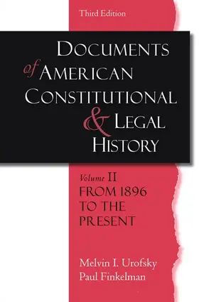 Urofsky / Finkelman |  Documents of American Constitutional and Legal History | Buch |  Sack Fachmedien