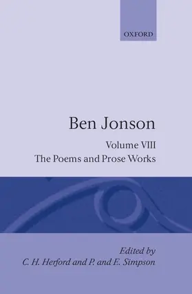 Jonson / Herford / Simpson |  Complete Critical Edition | Buch |  Sack Fachmedien