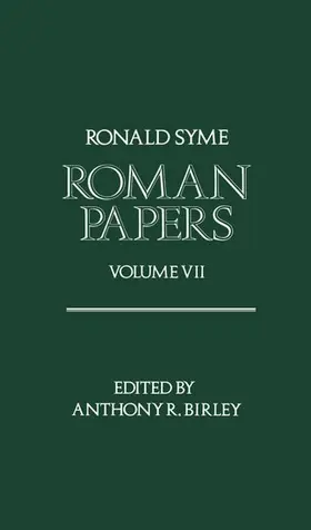 Syme / Birley |  Roman Papers Volume VII | Buch |  Sack Fachmedien